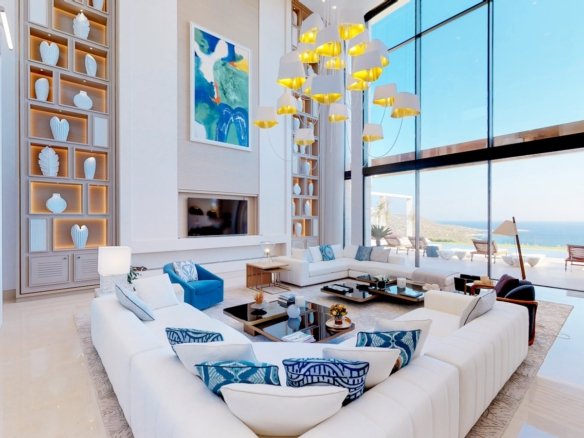 blue and white sectional couch